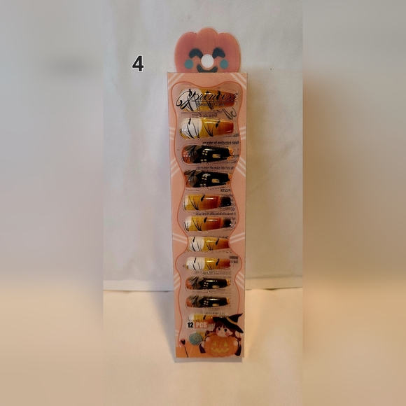 Halloween Press On Nails 12 Pc Set With Free Bottle Of Adhesive Glue New In Box - Picture 4 of 14